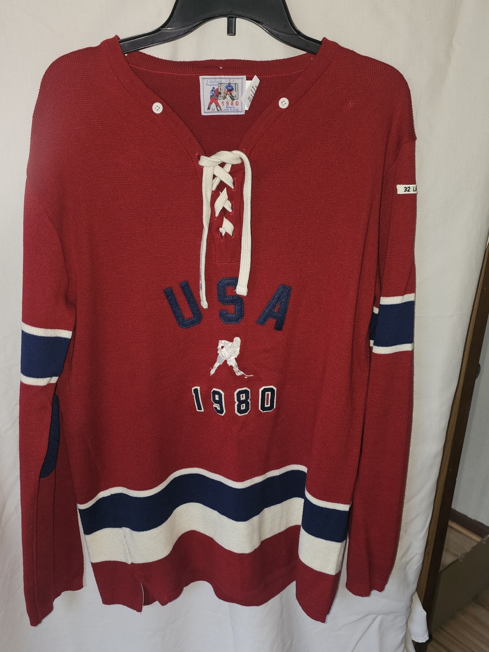 Vintage Red USA 1980 Lace-Up Hockey Sweater